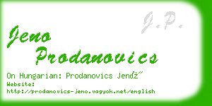 jeno prodanovics business card